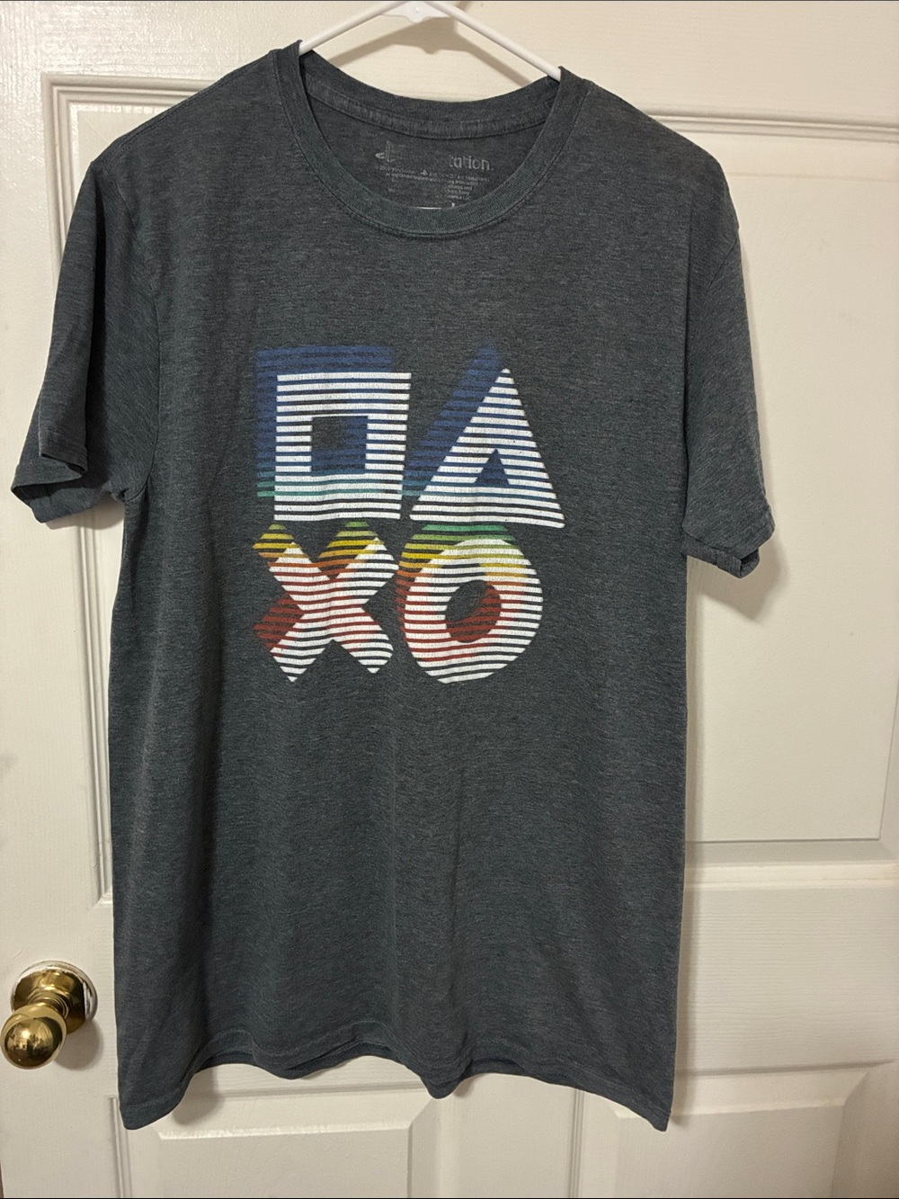 PlayStation Graphic Tee - Charcoal with Rainbow Stripes